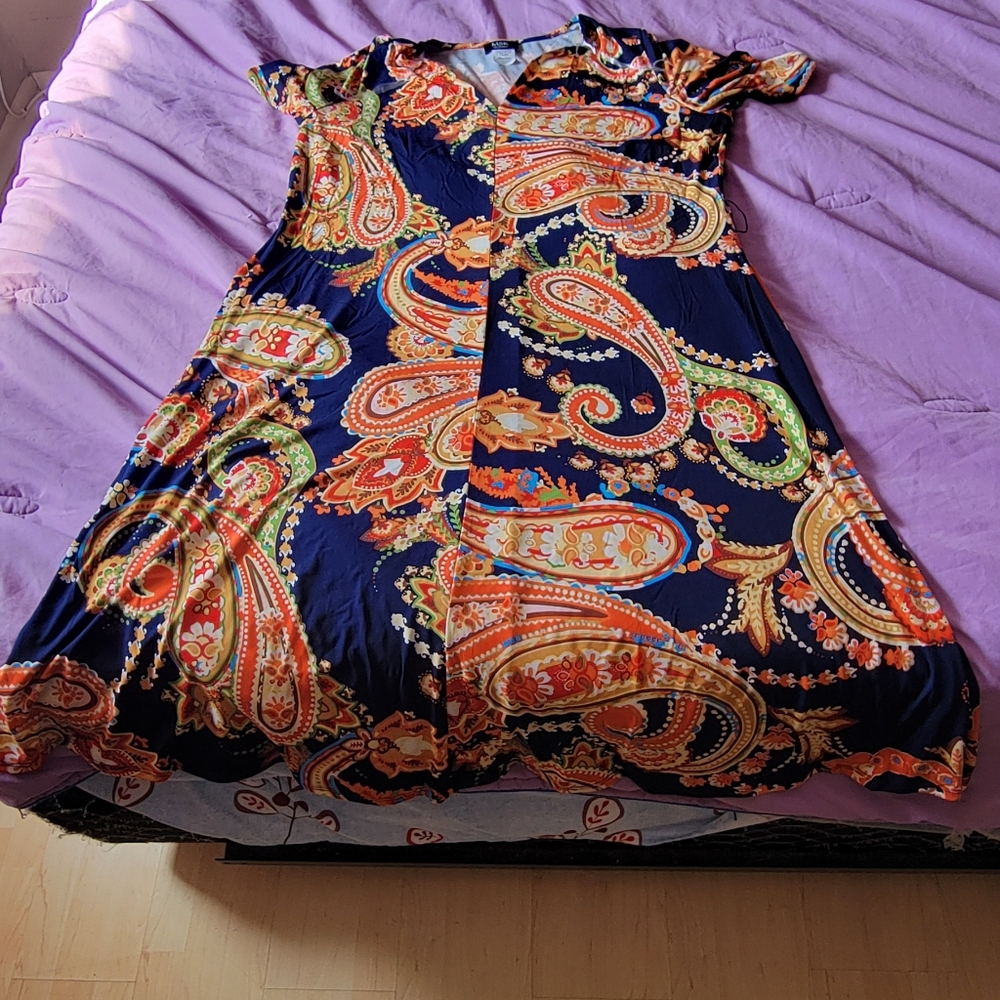 Colorful Paisley Dress Orange - Picture 2 of 10